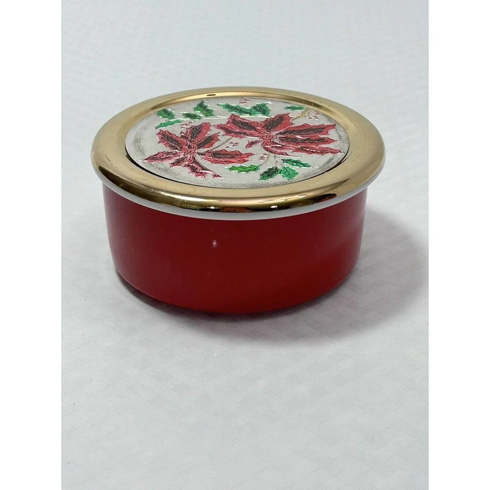 Chokin Poinsettias Trinket Dish Jamestown China With Gold Rim‎ Christmas